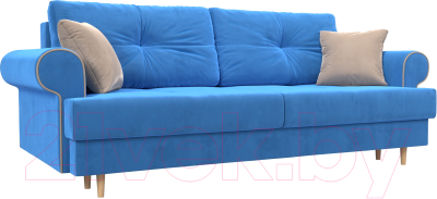 Диван Лига Диванов Сплин 243 / 101677 (велюр голубой/бежевый)