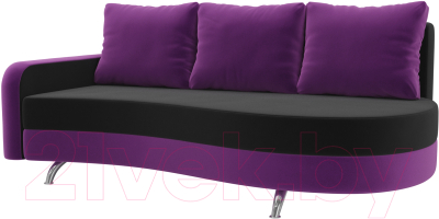 Диван Mebelico Премьер 246 левый / 105266 (микровельвет, черный/фиолетовый)