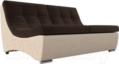 Диван Лига Диванов Монреаль 246 / 111481 (микровельвет коричневый/экокожа бежевый)
