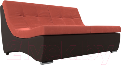 Диван Лига Диванов Монреаль 246 / 111486 (микровельвет коралловый/экокожа коричневый)