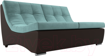 Диван Лига Диванов Монреаль 246 / 111474 (велюр бирюзовый/экокожа коричневый)