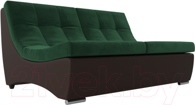 Диван Лига Диванов Монреаль 246 / 111476 (велюр зеленый/экокожа коричневый)