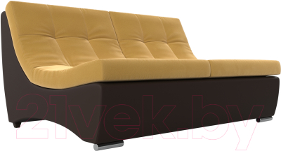 Диван Лига Диванов Монреаль 246 / 111483 (микровельвет желтый/экокожа коричневый)