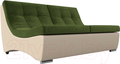 Диван Лига Диванов Монреаль 246 / 111485 (микровельвет зеленый/экокожа бежевый)