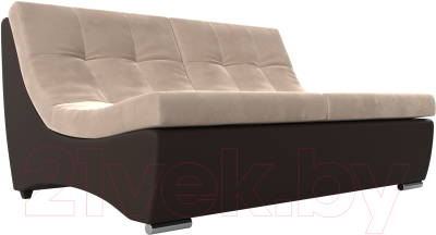 Диван Лига Диванов Монреаль 246 / 111472 (велюр бежевый/экокожа коричневый)