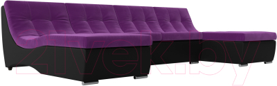 Диван П-образный Лига Диванов Монреаль 249 / 111563 (микровельвет фиолетовый/экокожа черный)