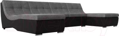 Диван П-образный Лига Диванов Монреаль 249 / 111568 (рогожка серый/экокожа черный)