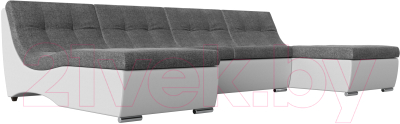Диван П-образный Лига Диванов Монреаль 249 / 111569 (рогожка серый/экокожа белый)