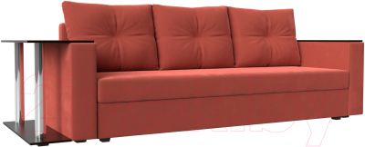 Диван Mebelico Атланта Лайт стол слева 312 / 112482 (микровельвет, коралловый)