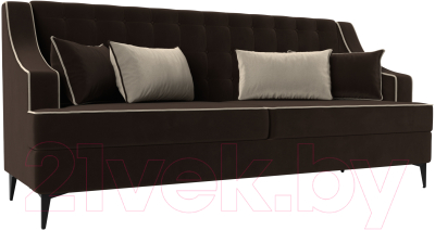 Диван Лига Диванов Марк 258 (микровельвет коричневый/кант бежевый)