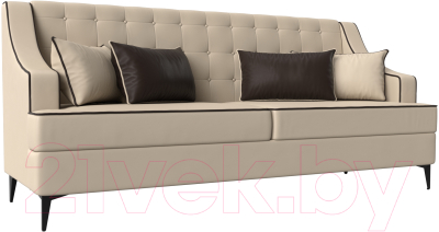 Диван Лига Диванов Марк 258 / 111919 (экокожа бежевый/кант коричневый)