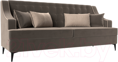 Диван Лига Диванов Марк 258 (велюр коричневый/кант бежевый)
