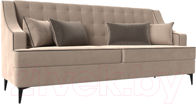 Диван Лига Диванов Марк 258 (велюр бежевый/кант коричневый)