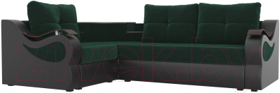Диван угловой Mebelico Митчелл 268 левый / 107545 (велюр зеленый/экокожа коричневый)