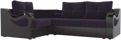 Диван угловой Mebelico Митчелл 268 левый / 107548 (велюр фиолетовый/экокожа черный)