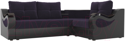 Диван угловой Mebelico Митчелл 268 правый / 107548 (велюр фиолетовый/экокожа черный)