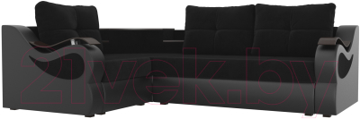 Диван угловой Mebelico Митчелл 268 левый / 107549 (велюр черный/экокожа черный)