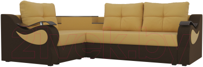 Диван угловой Mebelico Митчелл 268 левый / 107553 (микровельвет, желтый/коричневый)