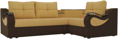 Диван угловой Mebelico Митчелл 268 правый / 107553 (микровельвет, желтый/коричневый)
