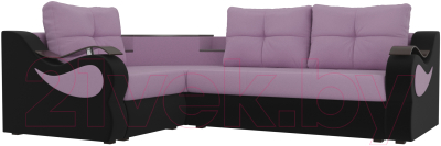 Диван угловой Mebelico Митчелл 268 левый / 107560 (микровельвет, сиреневый/черный)