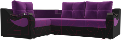 Диван угловой Mebelico Митчелл 268 левый / 107561 (микровельвет, фиолетовый/черный)