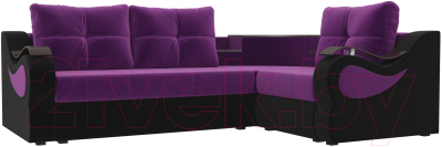 Диван угловой Mebelico Митчелл 268 правый / 107561 (микровельвет, фиолетовый/черный)