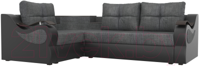 Диван угловой Mebelico Митчелл 268 левый / 107574 (рогожка серый/экокожа черный)