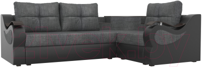 Диван угловой Mebelico Митчелл 268 правый / 107574 (рогожка серый/экокожа черный)