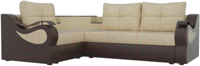 Диван угловой Mebelico Митчелл 268 левый / 107576 (экокожа, бежевый/коричневый)