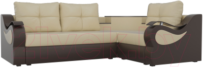 Диван угловой Mebelico Митчелл 268 правый / 107576 (экокожа, бежевый/коричневый)