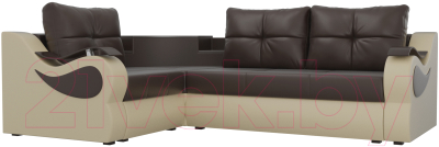 Диван угловой Mebelico Митчелл 268 левый / 107580 (экокожа, коричневый/бежевый)
