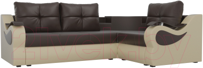 Диван угловой Mebelico Митчелл 268 правый / 107580 (экокожа, коричневый/бежевый)