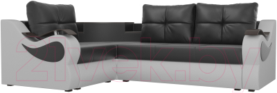 Диван угловой Mebelico Митчелл 268 левый / 107582 (экокожа, черный/белый)