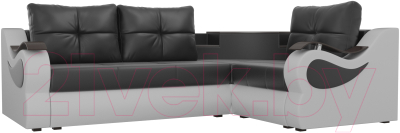Диван угловой Mebelico Митчелл 268 правый / 107582 (экокожа, черный/белый)