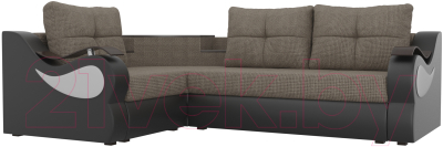 Диван угловой Mebelico Митчелл 268 левый (корфу 03/экокожа черный)