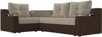 Диван угловой Mebelico Тесей 269 левый / 107621 (микровельвет, бежевый/коричневый)