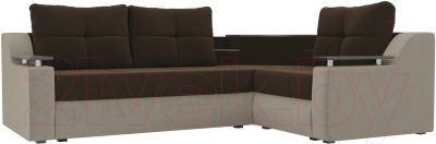 Диван угловой Mebelico Тесей 269 правый / 107627 (микровельвет, коричневый/бежевый)