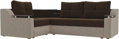 Диван угловой Mebelico Тесей 269 левый / 107627 (микровельвет, коричневый/бежевый)