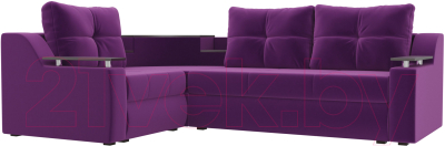 Диван угловой Mebelico Тесей 269 левый / 107629 (микровельвет, фиолетовый)