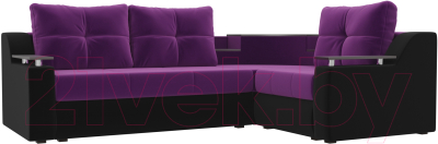 Диван угловой Mebelico Тесей 269 правый / 107630 (микровельвет, фиолетовый/черный)