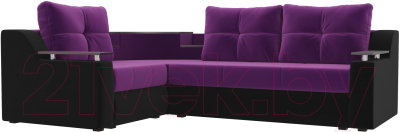 Диван угловой Mebelico Тесей 269 левый / 107630 (микровельвет, фиолетовый/черный)