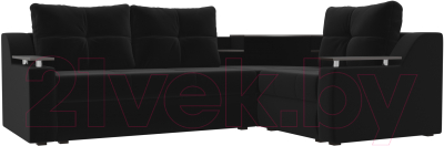 Диван угловой Mebelico Тесей 269 правый / 107631 (микровельвет, черный)