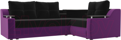 Диван угловой Mebelico Тесей 269 правый / 107632 (микровельвет, черный/фиолетовый)
