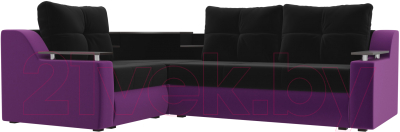 Диван угловой Mebelico Тесей 269 левый / 107632 (микровельвет, черный/фиолетовый)