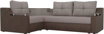 Диван угловой Mebelico Тесей 269 левый / 107634 (рогожка, бежевый/коричневый)