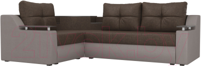 Диван угловой Mebelico Тесей 269 левый / 107637 (рогожка, коричневый/бежевый)