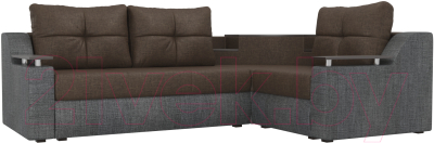 Диван угловой Mebelico Тесей 269 правый / 107638 (рогожка, коричневый/серый)