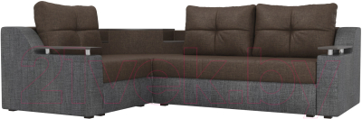 Диван угловой Mebelico Тесей 269 левый / 107638 (рогожка, коричневый/серый)