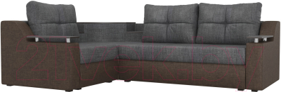 Диван угловой Mebelico Тесей 269 левый / 107641 (рогожка, серый/коричневый)