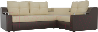 Диван угловой Mebelico Тесей 269 правый / 107643 (экокожа, бежевый/коричневый)